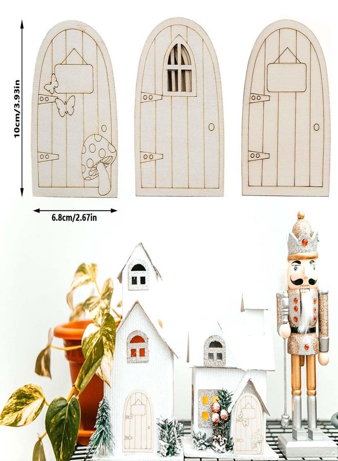 Pmeixcy Unpainted Wooden Fairy Door Elf Door Mini Door Shape Wooden Pieces Fairy Doors for Garden Trees for Home Office Birthday Wedding Party Decoration Antique (30) - Image 2